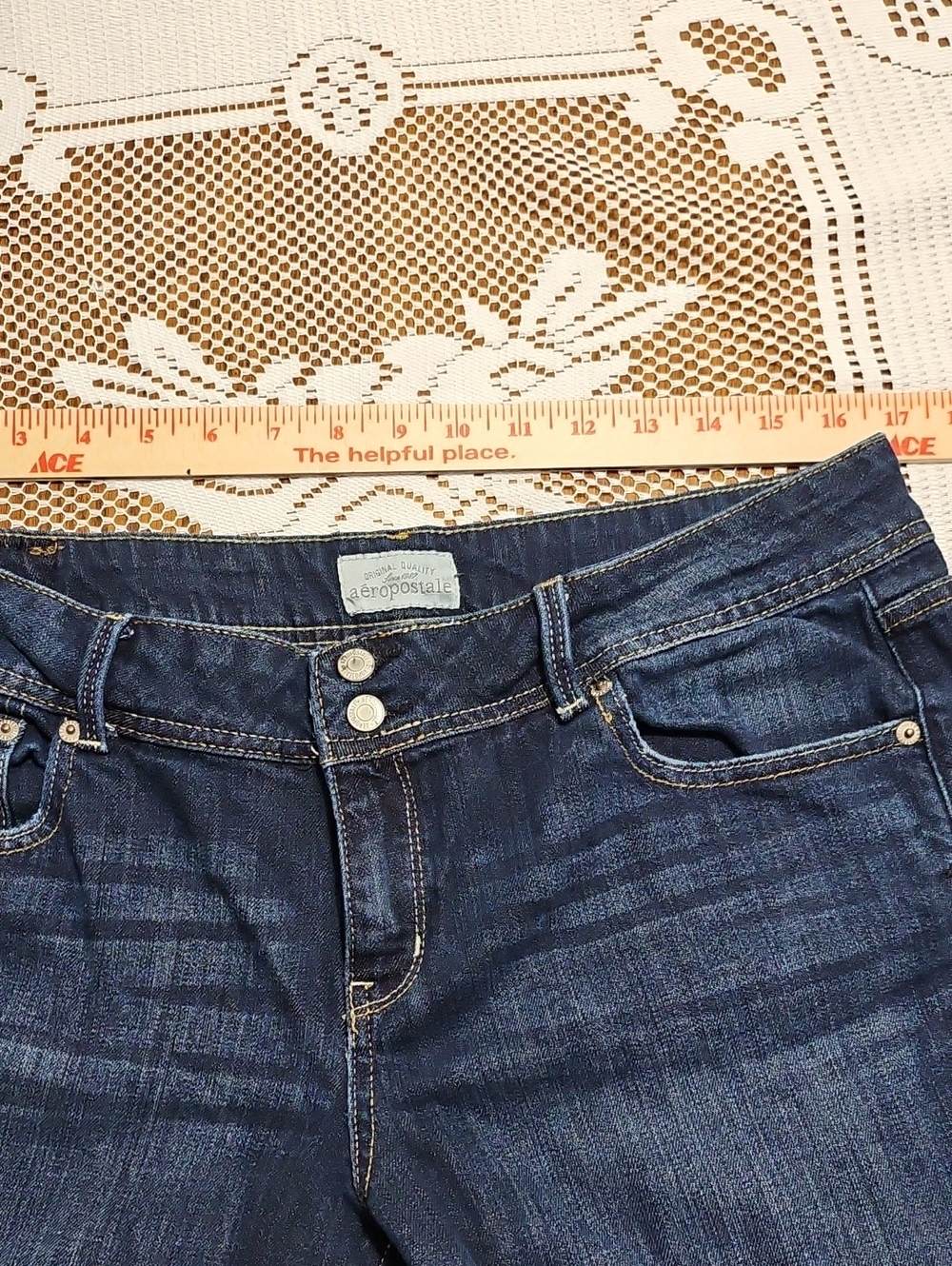 Aeropostale Hailey Flare Jeans 15/16 Long Dark Wash Denim - Picture 5 of 9